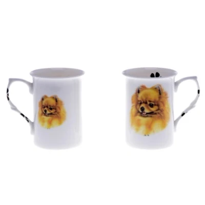 Image of (BB48) Set of 2 Bone China BEAKERS/Mugs Pomeranian Dog Presentation Gift Boxed Lovely Gift, Kirsty Jayne China, Hand Decorated