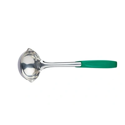 Image of MasterClass MCSOUPLADGRN Colour Coded Catering Quality Stainless Steel Soup Ladle, 35 cm (14&quot;) Green (Vegetarian)