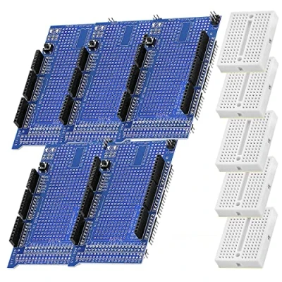 Image of AZDelivery 5 pcs Prototyping Prototype Shield with Mini Breadboard compatible Arduino, MEGA 2560 R3 including E Book!