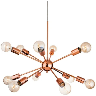 Image of Alfa 12 Light Multi Arm Ceiling Pendant Copper, E27