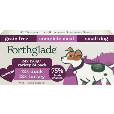 Image of Forthglade Wet Dog Food For Small Dogs (24 x 150g Trays) Grain Free Variety Pack with Turkey &amp; Duck Veg, Stomach Sensitive Natural Ingredients, Complete Hypoallergenic