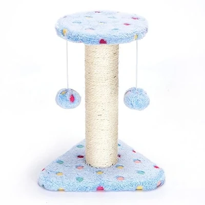 Image of Nobleza Cat Scratching Post Small Activity Center Kitty Climbing Tree with sisal Kitten Play Tower Hanging Toys， Blue