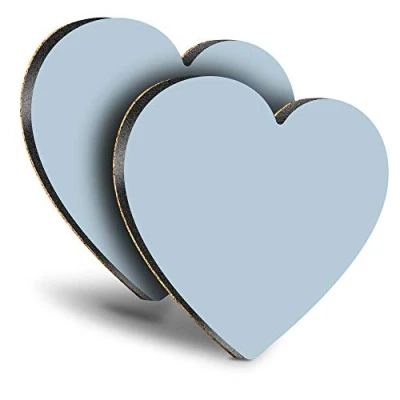 Image of Destination Vinyl ltd Great Coasters (Set of 2) Heart Light Blue Duck Egg Colour Block Drink Glossy Coasters/Tabletop Protection for Any Table Type #45543