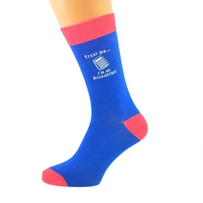 Image of Trust me I&#039;m a Accountant and Calculator Image Printed on TWO TONE BLUE &amp; PINK Mens Cotton Rich Socks