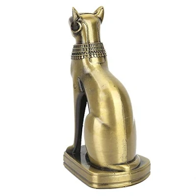 Image of 5.9&quot; Metal Egyptian Cat Ancient Bastet Goddess Collectible Figurine for Furnishing Ornaments Desktop Decor