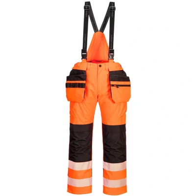 Image of Portwest PW3 Hi Vis Rain Trousers, Orange/Black, Medium, Regular