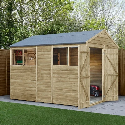 Image of 10&#039; x 6&#039; Forest 4Life 25yr Guarantee Overlap Pressure Treated Double Door Apex Wooden Shed (3.01m 1.99m)