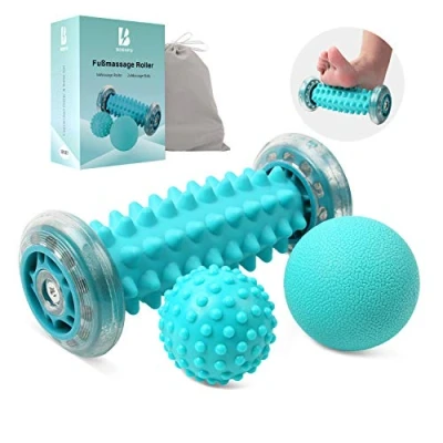 Image of BOENFU Foot Massager Massage Roller for Plantar Fasciitis Muscle &amp; Balls Set, Professional Hedgehog Ball Relieving Soreness and Relaxation