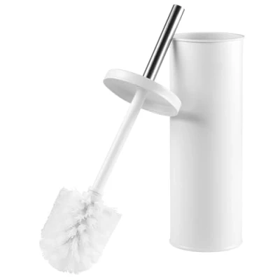 Image of Beldray LA059451WHTFEU7 Set Bathroom Toilet Bowl Brush with Stiff Bristles, Hygienic Holder Lid Design, Deep Clean, Slim for Easy Storage, White, one Size
