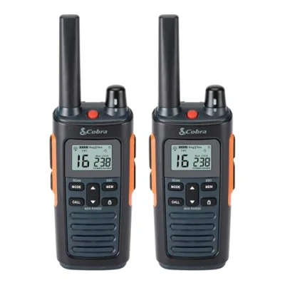 Image of Cobra RX680 Walkie Talkies (2 Pack) PMR446 Recreational and Business Rechargeable Two Way Radios, 10 km Range, Dust Protected Splashproof (IP54 rating), Black Orange