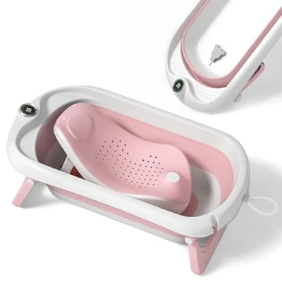 Image of Foldable Baby Bath with seat/Bath XXL Thermometer to Control The Water temperature/3 level from Birth 3 Years