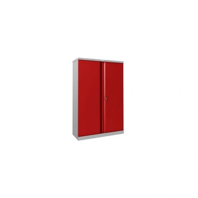 Image of Phoenix SCL Series SCL1491GK 2 Door 3 Shelf Steel Storage Cupboard Grey Body &amp; Red Doors with Key Lock