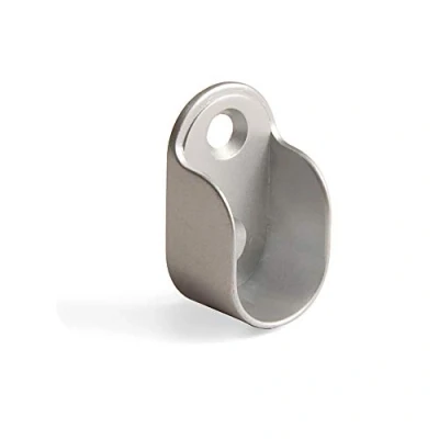 Image of Emuca 7060825 Lateral Support for Oval Wardrobe Hanging Rod, Metallic Grey, Set of 10 Pieces