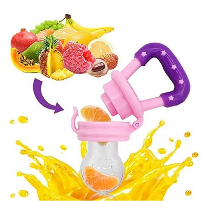 Image of Baby Dummy Pacifier Fresh Food/Fruit Feeder Feeding Nipple Weaning Teething Teat Teether Soother (S, Pink)