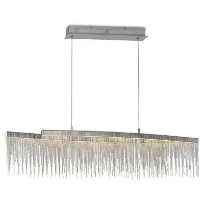 Image of Fusion Linear Ceiling Pendant 42W LED, 3000K, 4200lm, Polished Chrome, Crystal Chain