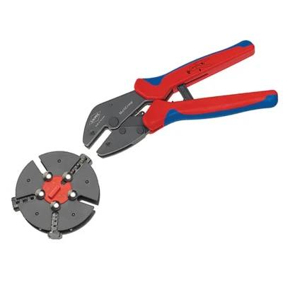 Image of Knipex MultiCrimp® Lever Action Crimping Pliers with changer magazine burnished, multi component grips 250 mm 97 33 01