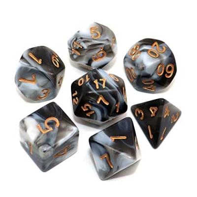 Image of CREEBUY DND Dice Black White Polyhedral Set for Dungeon and Dragons MTG RPG D&amp;D D20 D12 D10 D8 D6 D4