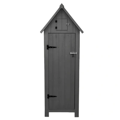 Image of MonsterShop Wooden Garden Shed Dark Grey