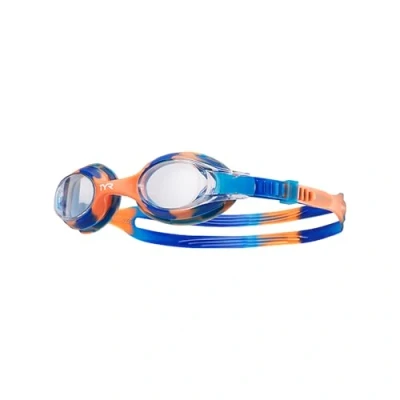 Image of TYR Kids Swimple Tie Dye Googles, Clear/Blue/Orange, One Size, for Ages 3 10