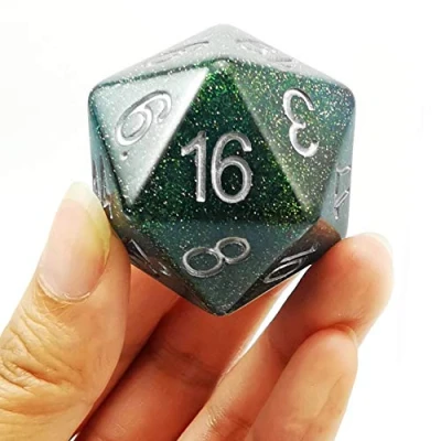 Image of Bescon Glitter Jumbo D20 38MM, Big Size 20 Sides Dice Turquoise Green, Faces Cube 1.5 inch