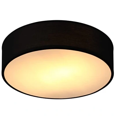 Image of Monzana® 38cm Round Fabric Ceiling Light Modern Material Circular Lamp Shade 2xE27 40 Watt Socket Bedroom Lounge Childrens Room Office Black
