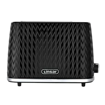 Image of Linsar 2 Slice Toaster Unique Curved Texture Defrost, Reheat, Cancel Functions 7 Browning Levels, Wide Slots, Removable Crumb Tray Automatic Switch Off 930 Watt (Black)