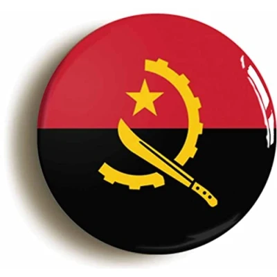 Image of ANGOLA ANGOLAN NATIONAL FLAG BADGE BUTTON PIN (Size is 1inch / 25mm diameter)