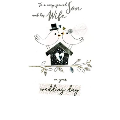 Image of Son &amp; Wife Wedding Greeting Card Hand Finished Champagne Range Cards JGS621