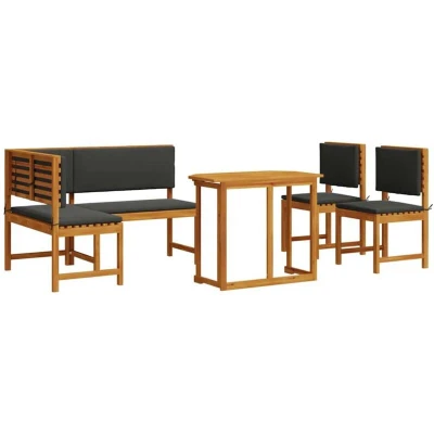 Image of vidaXL 4 Piece Garden Dining Set with Cushions Solid Acacia Wood