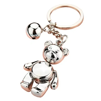 Image of KUPOOL Cartoon Bear Keychains Animal Alloy Pendant Keyring Fashion Metal Key Ring Car Ornaments Bag Backpack Chain Accessories Jewelry Gift for Women, Silver, S