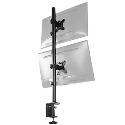 Image of Vivo Dual LCD Monitor Desk Mount Stand Heavy Duty Stacked, Holds Vertical 2 Screens up to 32&quot; (STAND V002T)