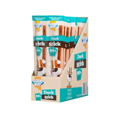 Image of WUNDAPETS GOOD BOY DUCK STICKS CHEWY TASTY MEATY TREAT SNACK FLAVOUR, 90% REAL MEAT, CASE OF 50