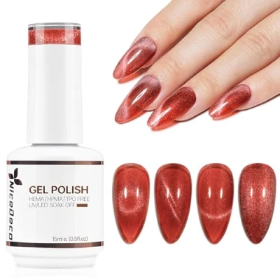 Image of Nicedeco Cat Eye Gel Nail Polish, 15ML UV/LED Soak Off Hema free, Cruelty Vegan, Art Manicure Pedicure, Salon &amp; Home Use Long Lasting Easy to Apply 298