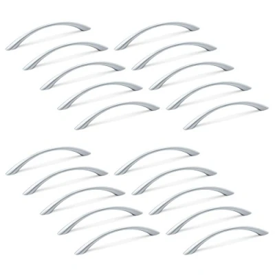 Image of Emuca 9160925 Zamak Furniture Handle, Metallic Grey, 128 mm, Set of 20 Pieces