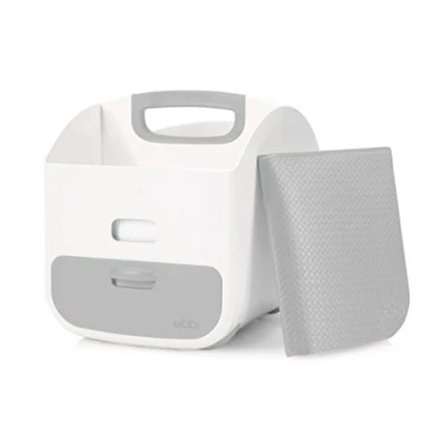 Image of Ubbi Portable Nappy Changing Station Storage Caddy Organizer with Folding Mat, Stores Baby Nappies, Wipes and Accessories, Gray