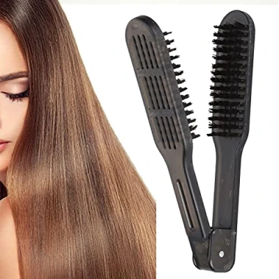 Image of Double Sided Brush Hair Straightening Comb, Comb Styling Tools Boar Bristle Clamp, For Reduce Split Ends Of Your