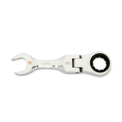 Image of GEARWRENCH 16mm 90 Tooth 12 Point Stubby Flex Combination Ratcheting Wrench 86866