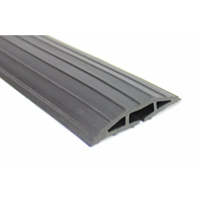 Image of Black Floor Cable Wire Lead Tidy Cover Trunking Protector Bumper Ramp Strip (8 Metres)