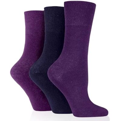 Image of HiFEN® 3 Pairs Ladies Multipack Diabetic Socks Gentle Grip Seamless Toe Non Elastic Honeycomb Women Xmas Gift (UK 4 8)