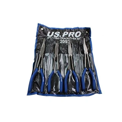 Image of US. PRO by Bergen 11&quot; Extra Long Nose Pliers Set 4pc Straight Bent Offset Angled 90 (Bergen Fully rebranding to PRO)