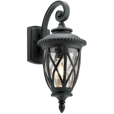 Image of Admirals Cove Outdoor 1 Light Wall Lantern, Textured Black, IP44, E27