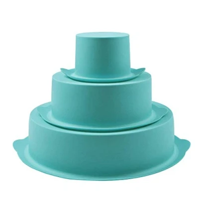 Image of webake Silicone Cake Moulds for Baking 3 Pcs Round Tin Set Tiered Tins 8.6&quot; 6&quot; 3&quot; 21.8 cm 15 8 Bakeware Tray Birthday Party Wedding Anniversary