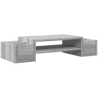 Image of vidaXL Monitor Stand with Storage Grey Sonoma 70x27x15 cm Engineered Wood
