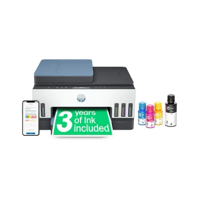 Image of HP Smart Tank 7306 All in One Wireless Inkjet Printer, White,Silver/Grey,Blue