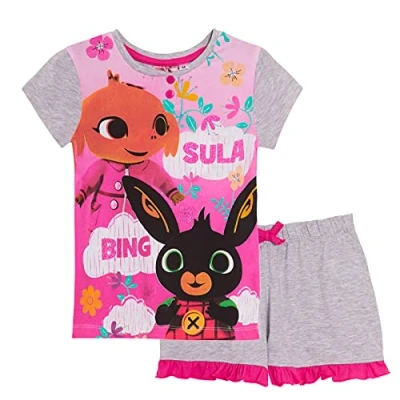 Image of Bing Bunny Girls Short Pyjamas Kids Sula Shortie Pjs Lounge Set Nightwear Size Grey 6 Years