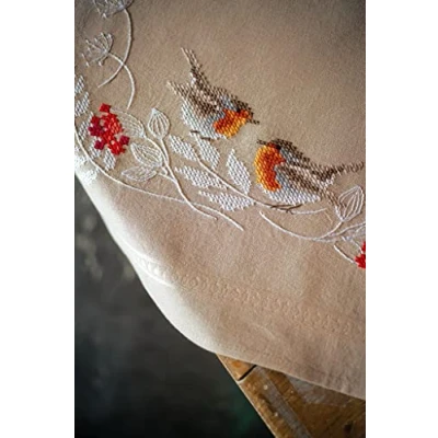 Image of Vervaco PN 0187116 Tablecloth Cross Stitch Set Pre Lined Cotton Multi Coloured 80 x cm