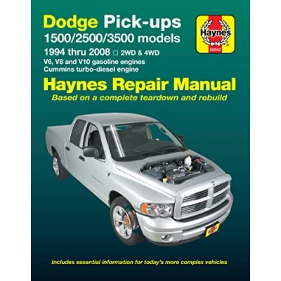 Image of Dodge Pick ups 1500, 2500 &amp; 3500 models, 1994 thru 2008 Haynes Repair Manual: 2WD 4WD V6, V8 and V10 gasoline engines Cummins turbo diesel engine (Haynes Automotive)