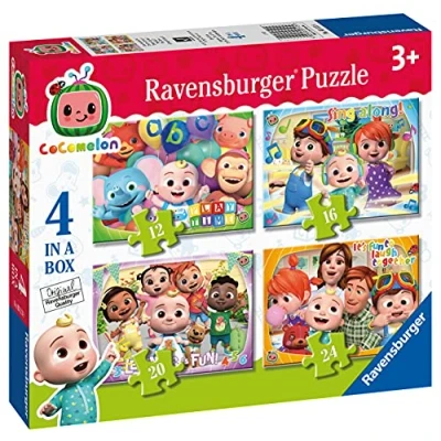 Image of Ravensburger Cocomelon 4 in Box (12, 16, 20, 24 Pieces) Jigsaw Puzzles for Kids Age 3 Years Up