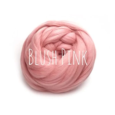Image of Chunky Wool Blush Pink for arm Knitting Blanket Weaving Felting Jumbo Yarn Giant Soft 50g (0.11lb)