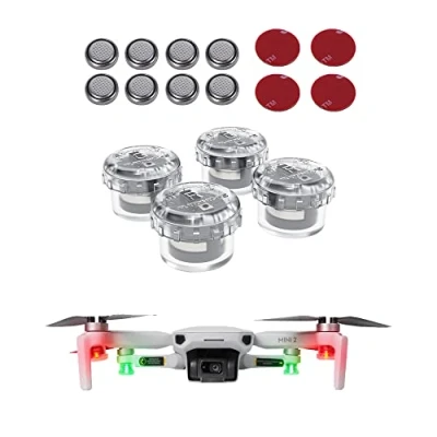 Image of Fututech Drone Strobe Light for DJI Mini 3 Pro, Mavic 3, Air 2, SE, Zoom &amp; Phantom, Red or Green, High Brightness, Flashing Modes, 120 min (Flashing), 30 (Constant), 3g